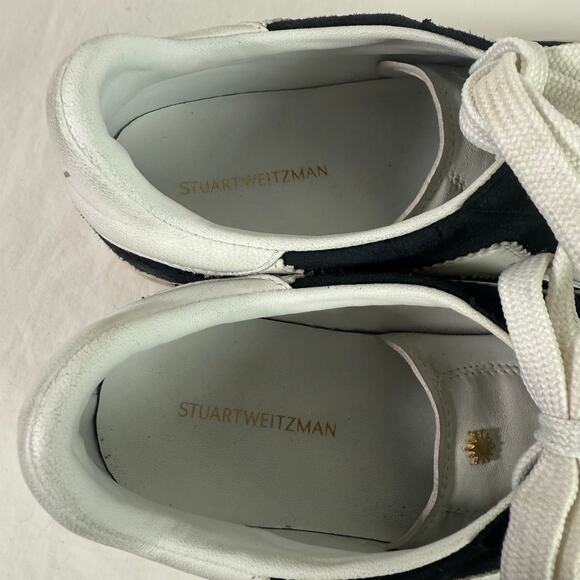 Stuart Weitzman Women's 8B Black & White Suede Leather Daryl Sneakers Shoes - Picture 6 of 8